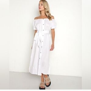 Eberjey The Harper White Midi Dress NWT Size S $198 Retail